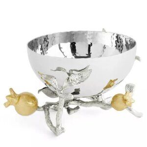 Michael Aram Pomegranate Nut Bowl Gold & Silver Metal 5" Dish